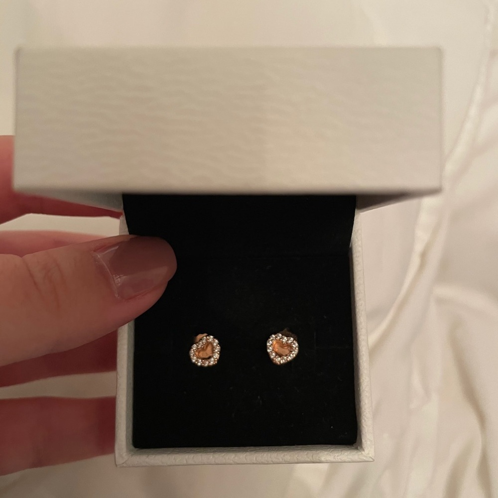 pandora open heart stud earrings ROSE GOLD